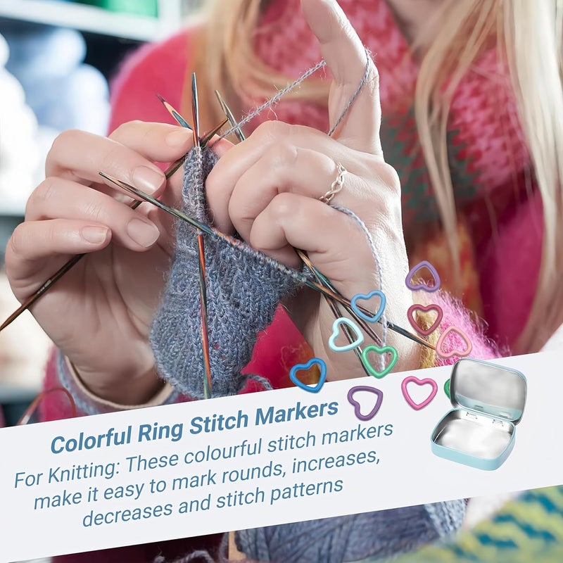 wonofa 50Pcs Heart-Shaped Metal Stitch Markers,Metal Colorful Crochet Stitch Markers,with Storage Box for Crocheting Clothing Tag DIY Craft Project (Heart-Shaped-50Pcs) - Image 5